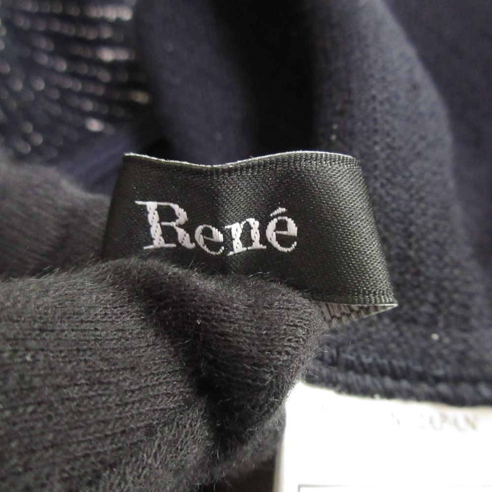 美品 25SS Rene ルネ ストレッチ ツイード ニット ブラウス サイズ36 ネイビー ホワイト レディース 古着 中古 USED Rene（ルネ） 美品 25SS Rene ストレッチ ツイード ニット ブラウス