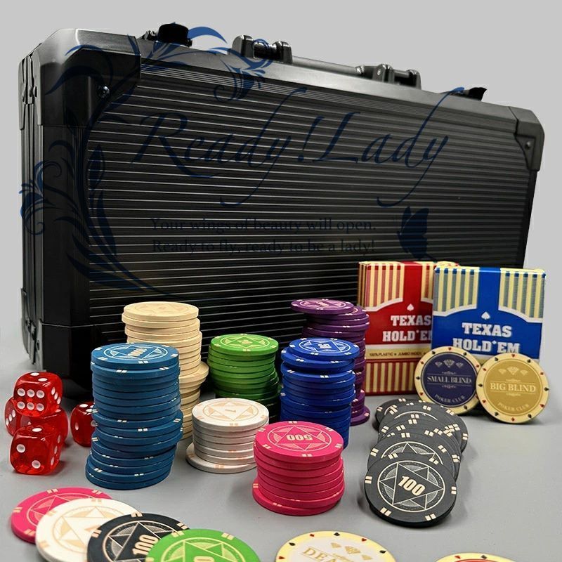 ポーカーチップセット 陶器製 Kケース 仕様 ポーカールーム用 ディール ポーカーセット 39mm500chips-crystal