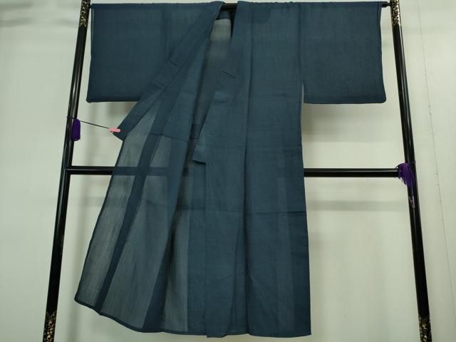 平和屋着物 上 夏物 男性 本場小千谷ちぢみ 麻 色無地 紺色 DZAA9390kh5