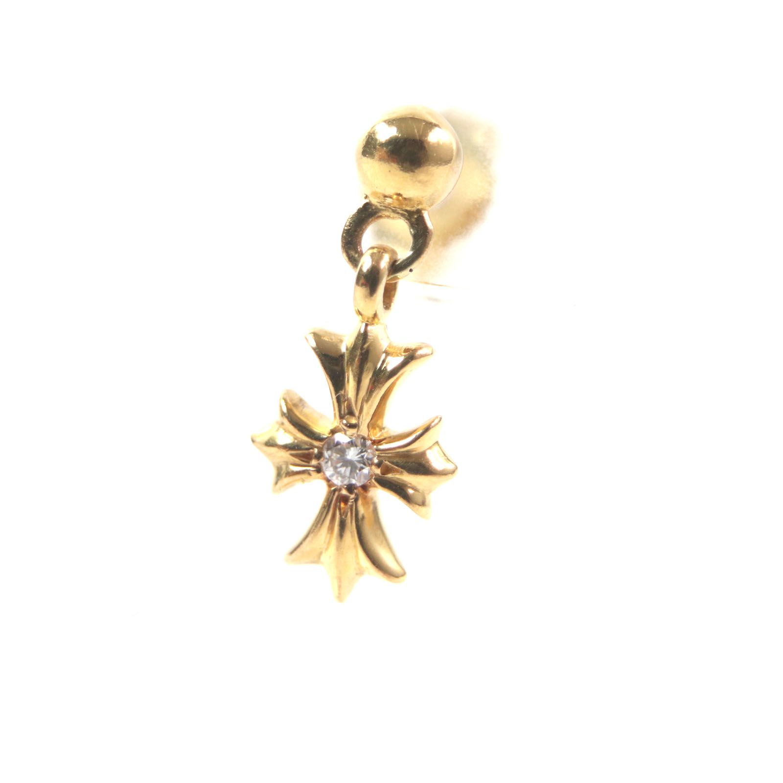 CHROME HEARTS クロムハーツ タイニーECHプラス 2Pダイヤモンド 22K 14K 750 18K ピアス ゴールド 保存袋付き 総重量1.75g メンズ