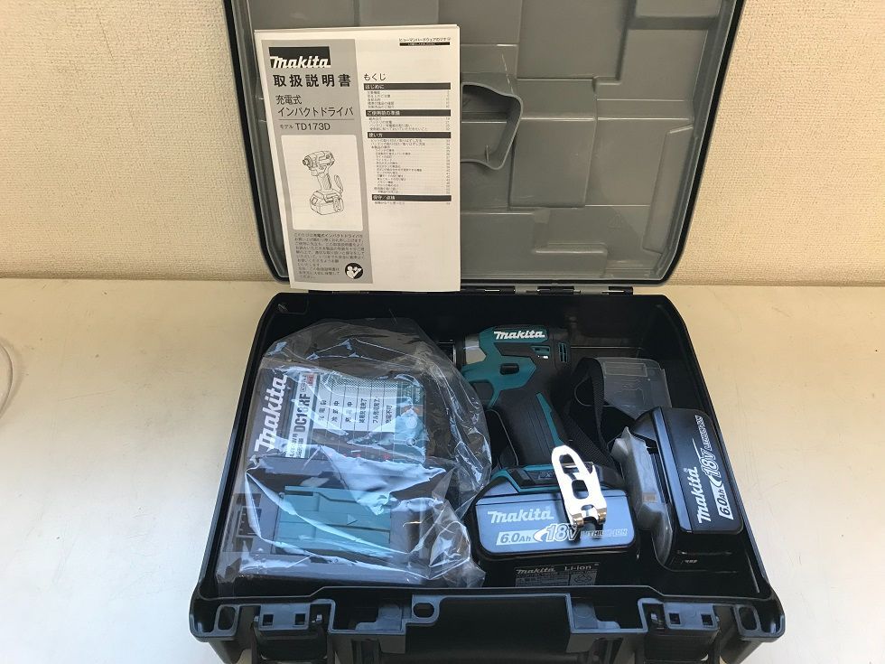 TD173DRGX ブルー 青 ♥ マキタ電動工具 純正フルセット BL1860B×2本＋充電器DC18RF付き インパクトドライバ18V 送料サービス インボイス対応領収書OK 平日のみ発送