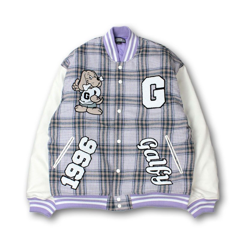 【未使用】GALFY チェック柄スタジャン パープル　中型犬 ガルフィー チェックのわんわん大学 JKT スタジャン GALFY