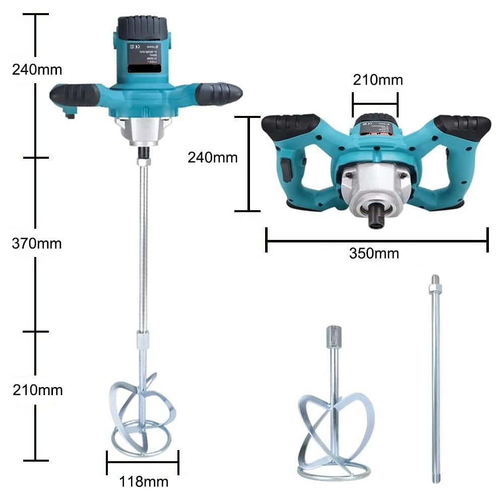 【在庫処分】2100Wハイパワーモーター 6速調整可能 操作簡単 ペイントミキサー 取り付け簡単 セメントミキサー 電気セメントミキサー  エア作動撹拌機 ミキサー 溶液・塗料・ペンキ・モルタル・セメント コンクリート 攪拌機 工業用 かくはん機 青色 KLD