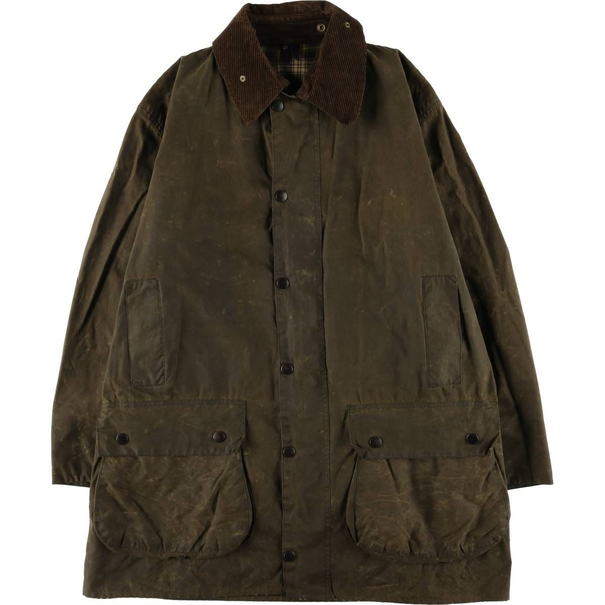 古着 90年代 バブアー Barbour BORDER ボーダー 旧3ワラント ワックスコットン オイルドジャケット 英国製 C44 メンズL相当/eaa532813