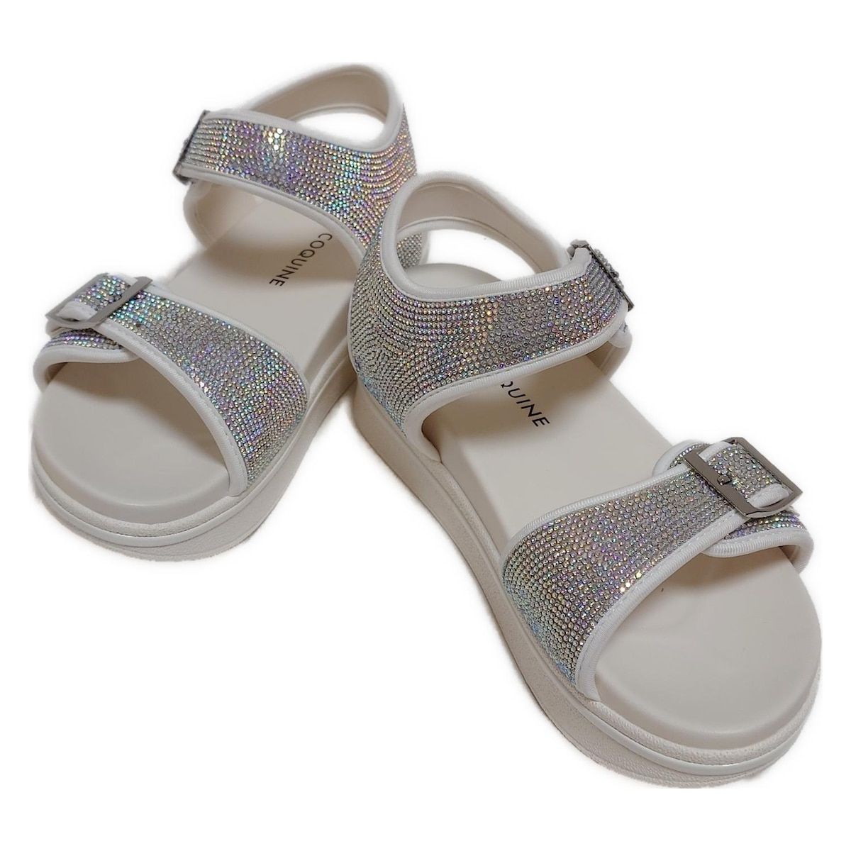 Anne Coquine アンコキーヌ サンダル M レディース - ラインストーン×白 プラットフォーム