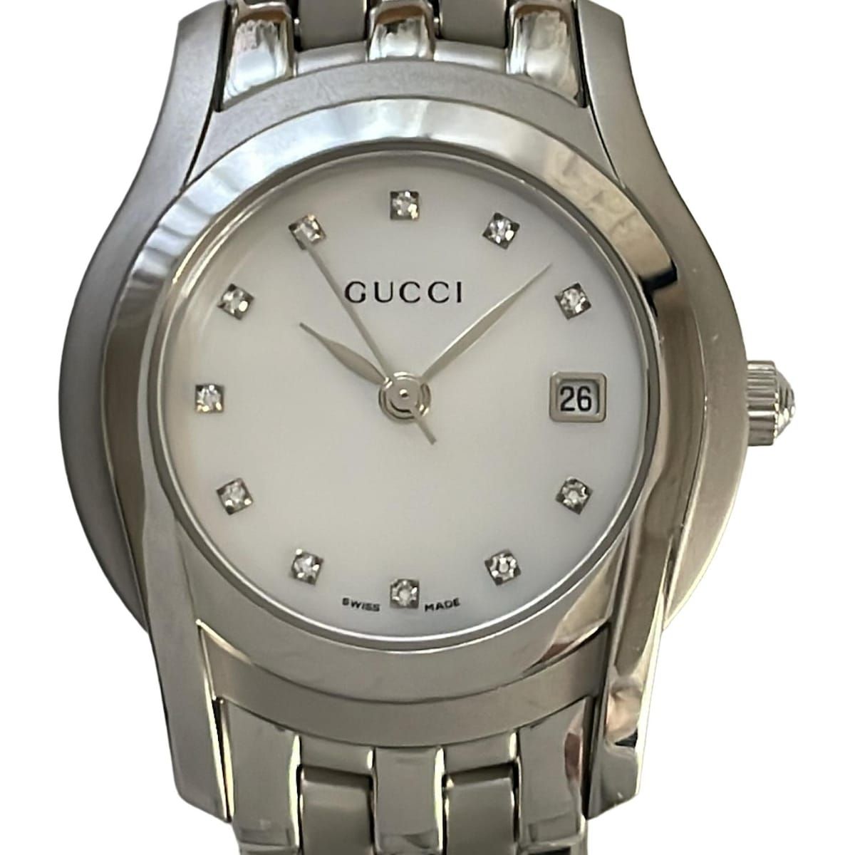 GUCCI グッチ 腕時計 - 5500L レディース 11Pダイヤインデックス|シェル文字盤 ホワイトシェル