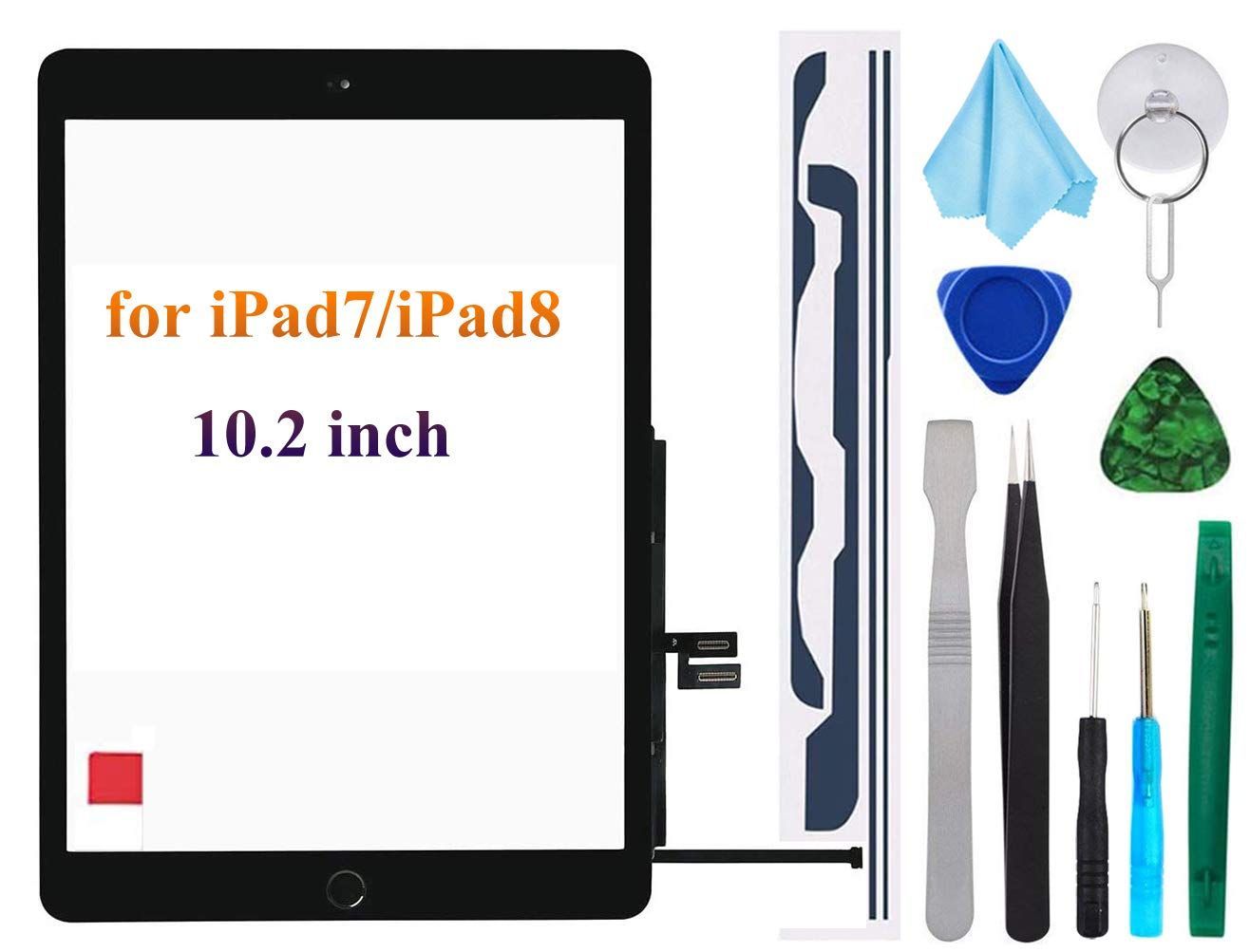 A 2428 2429 2020 2270 第8世代 8 iPad 10.2インチ 2430 2200 2198 2019 2197 デジタイザイー 第7世代 プリインストール接着剤 ホームボタン付き 7 交換品Ipad タッチス
