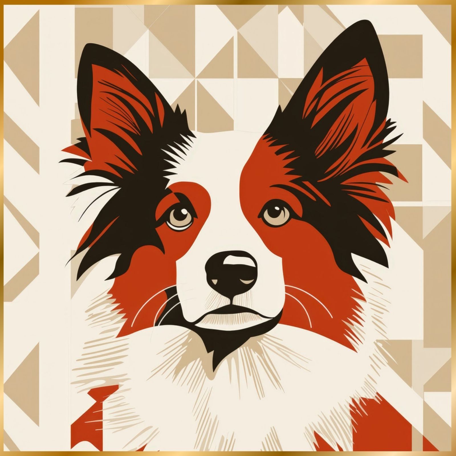 Red Passion - ボーダーコリー犬 No.3 ミニマリスト ミニマリズム シンプル インテリアアート ペットロス うちの子 記念日 アートポスター 犬の絵 犬のイラスト ギフト プレゼント