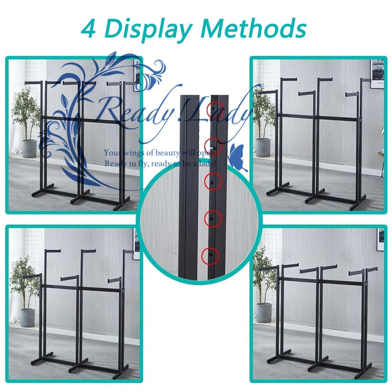 金 衣類ラック 頑丈な衣類ラック 6ウェイ頑丈な衣類ディスプレイスタンド 車輪付き ブティックショップ 大型小売店 家庭用収納用