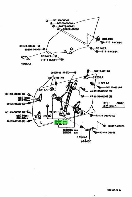 トヨタ マーク2 チェイサー フロントドアウインドウ レギュレータ 右 MARK 2 Chaser REGULATOR FRONT DOOR WINDOW RH 1992 10 - 1996 09