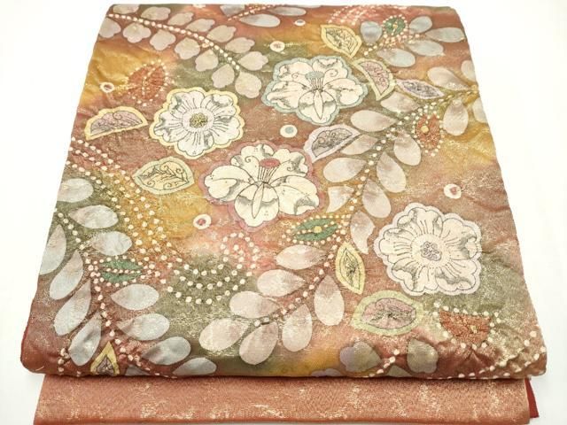 平和屋着物●太鼓柄袋帯　作家物　絞り　辻が花　金通し地　正絹　逸品　CAAX7578hy 平和屋着物○太鼓柄袋帯 作家物 絞り 辻が花 金通し地 正絹 逸品