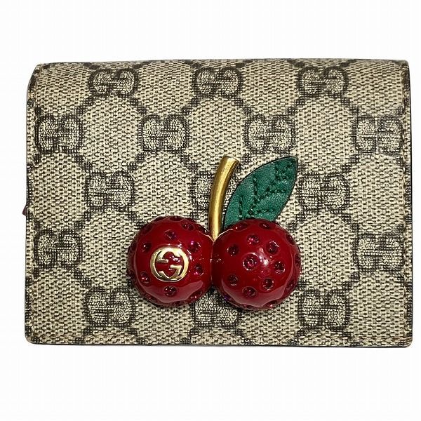 グッチ GUCCI GGスプリーム 476050 チェリー コンパクト財布 2つ折り財布 レディース