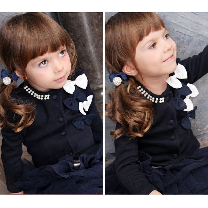 ☆ WHITE ☆ 110cm ☆ ソーマンカーディガン キッズ カーディガン 女の子 カーデガン 10001498 秋 冬 春 秋冬 リボン パール アシンメトリー 入園式 卒園式 入学式 おしゃれ かわいい オシャレ 可愛い こども 女子 小学生