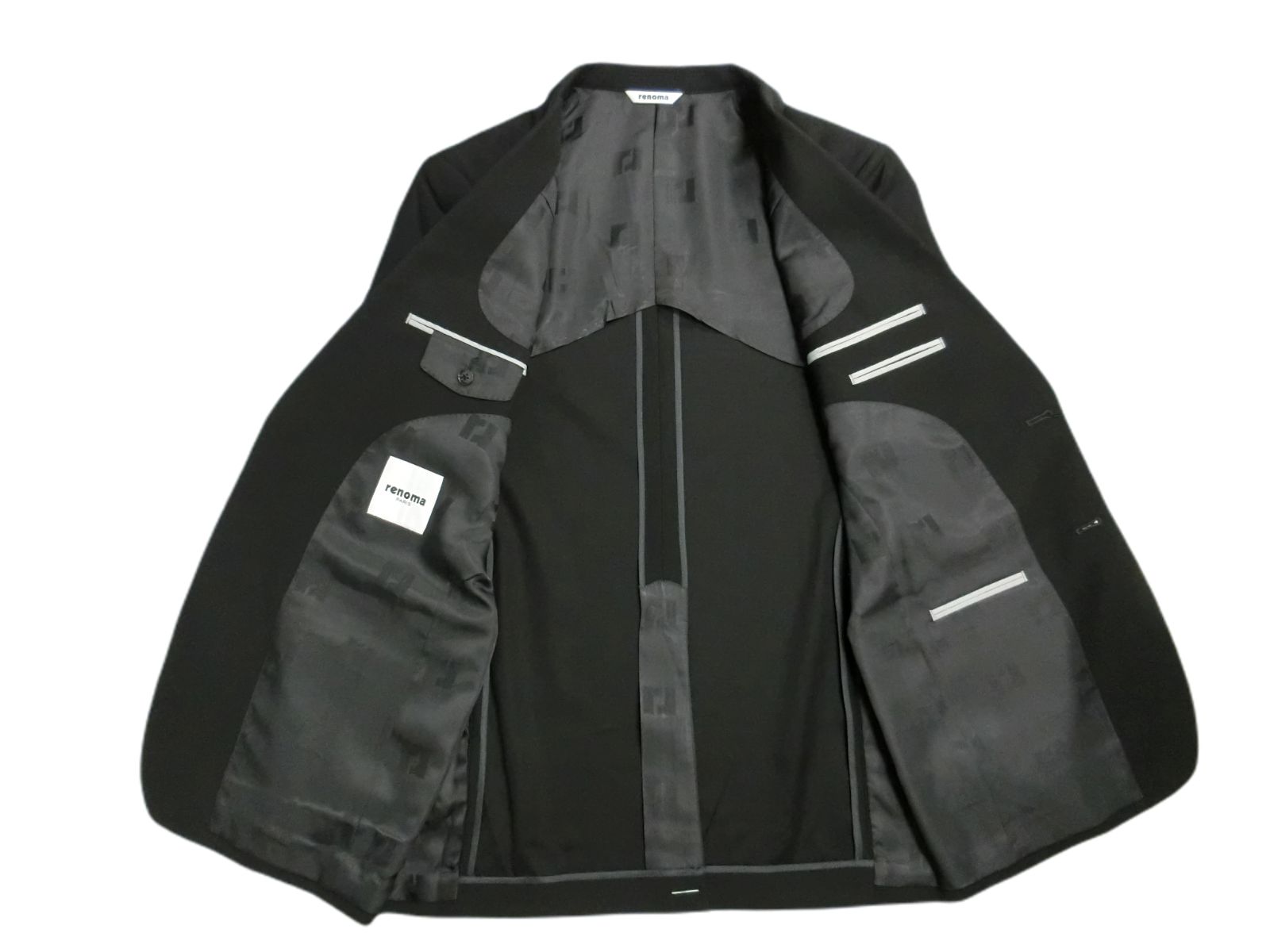 【新品タグ付】renoma PARIS スーツ 上下 艶感 高級 黒 94A6
