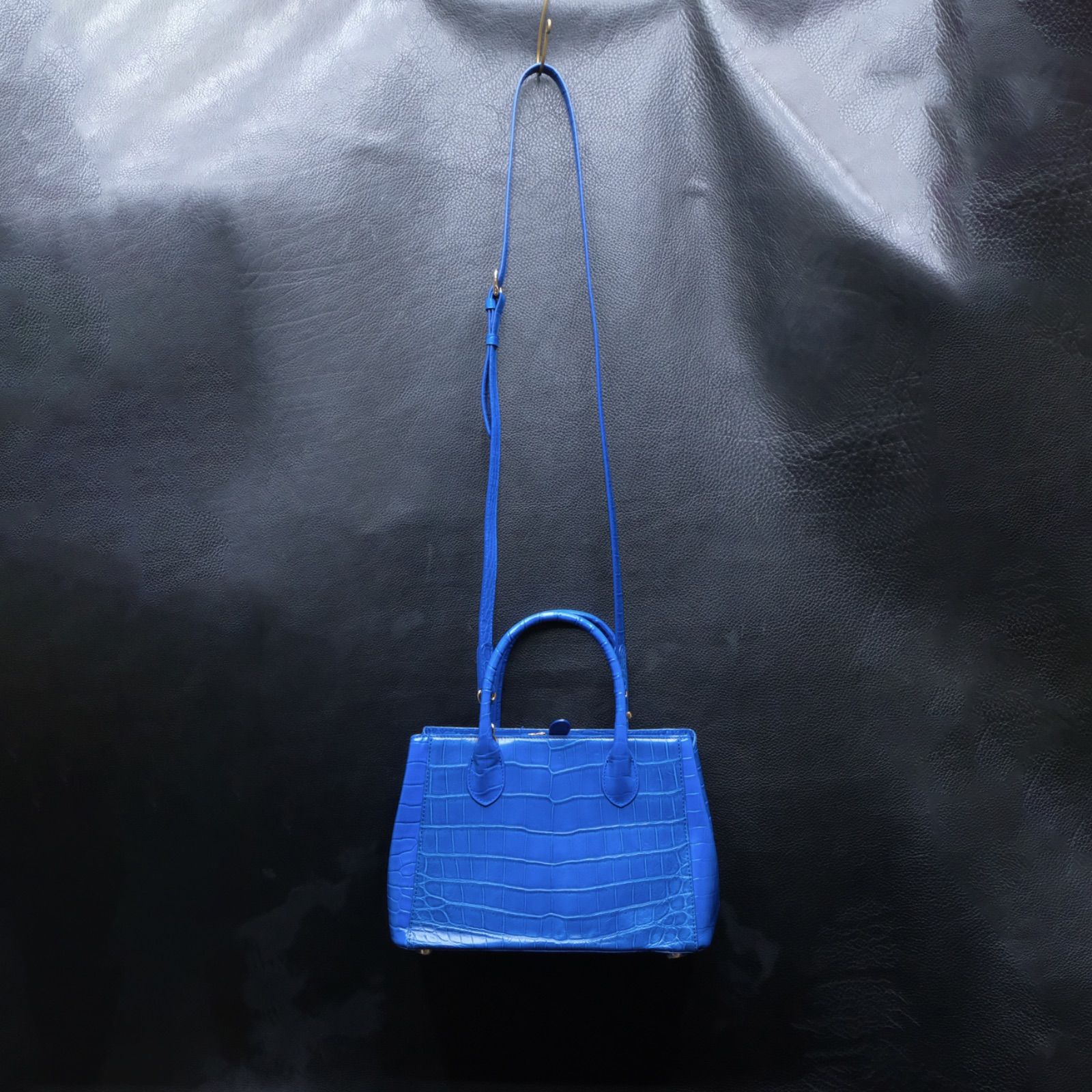 三京商会 クロコダイル＆牛革型押し ハンドバッグ 2way