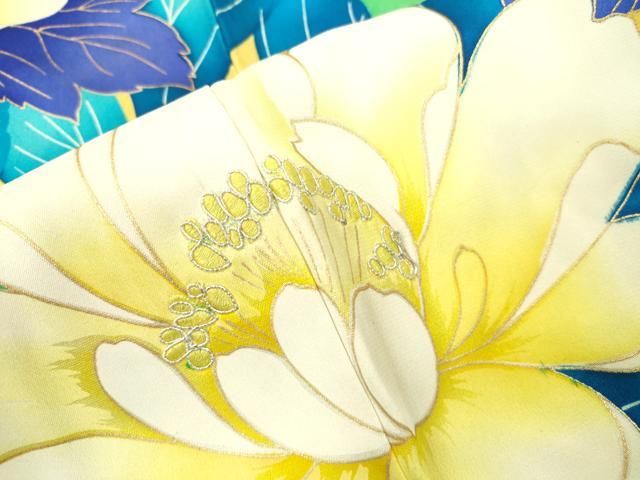 平和屋着物▽豪華振袖 駒刺繍 草花文 牡丹 金彩 正絹 逸品
