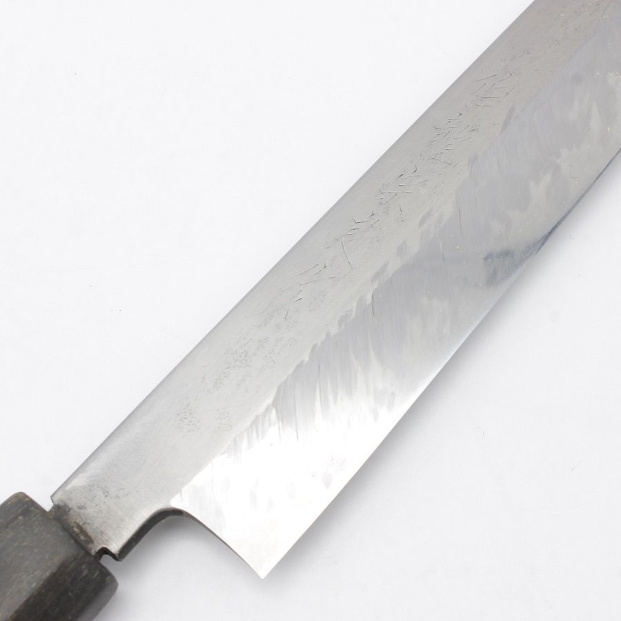 伯龍宗良 本焼 波紋あり 柳刃 一尺 八角黒檀柄 鞘付 刃渡り約320mm 和 