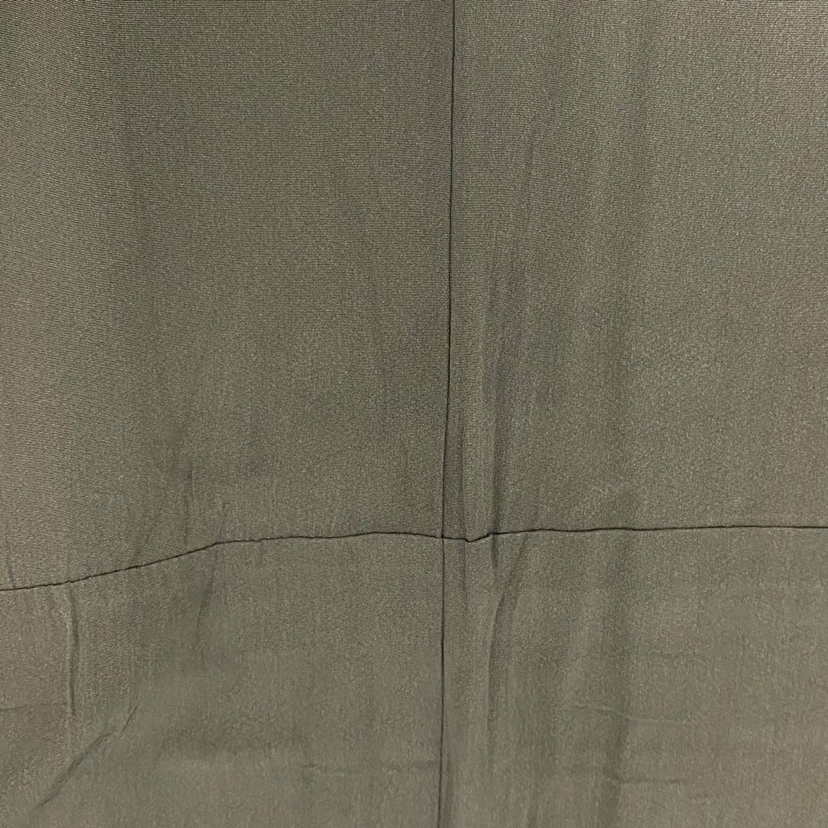 訪問着 身丈175cm 裄丈69cm L 単衣 山並み 染め分け ぼかし 茶緑色  