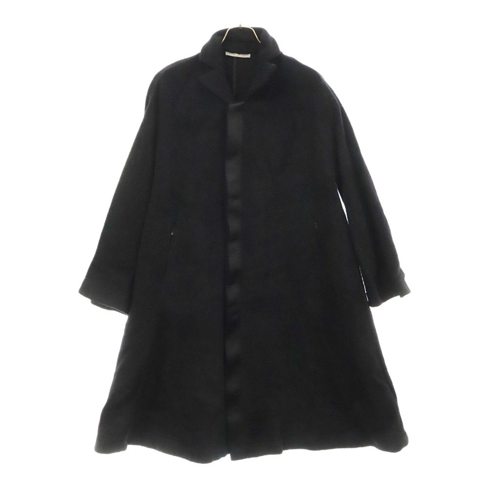 EMPORIO ARMANI (エンポリオアルマーニ) キュプラ シャギーフロントデザイン ステンカラー ロングコート ブラック