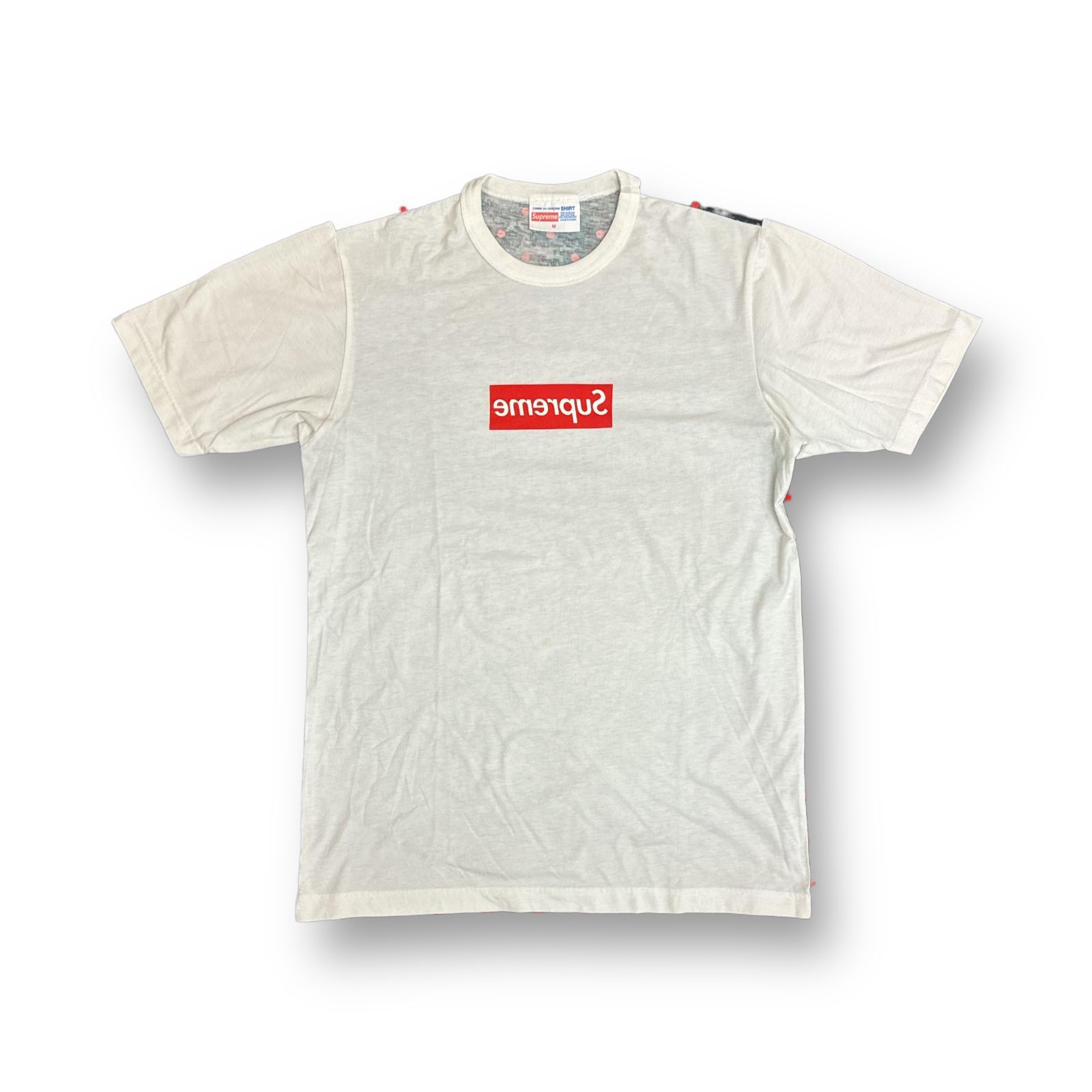 Supreme × COMME des GARCONS SHIRT 13SS Box Logo T-Shirt ボックスロゴTシャツ カットソー 反転 ロゴ ドットカモ シュプリーム コムデギャルソンシャツ コラボ ホワイト M 71034A6 - メルカリ