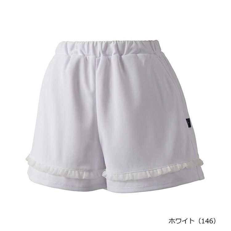 【新品】prince（プリンス）キュロット 吸水速乾・UPF50＋・制電 ライトスムース、チュール 素材 ショートパンツ レディース・ウィメンズ テニス　ホワイト　WS5319-146