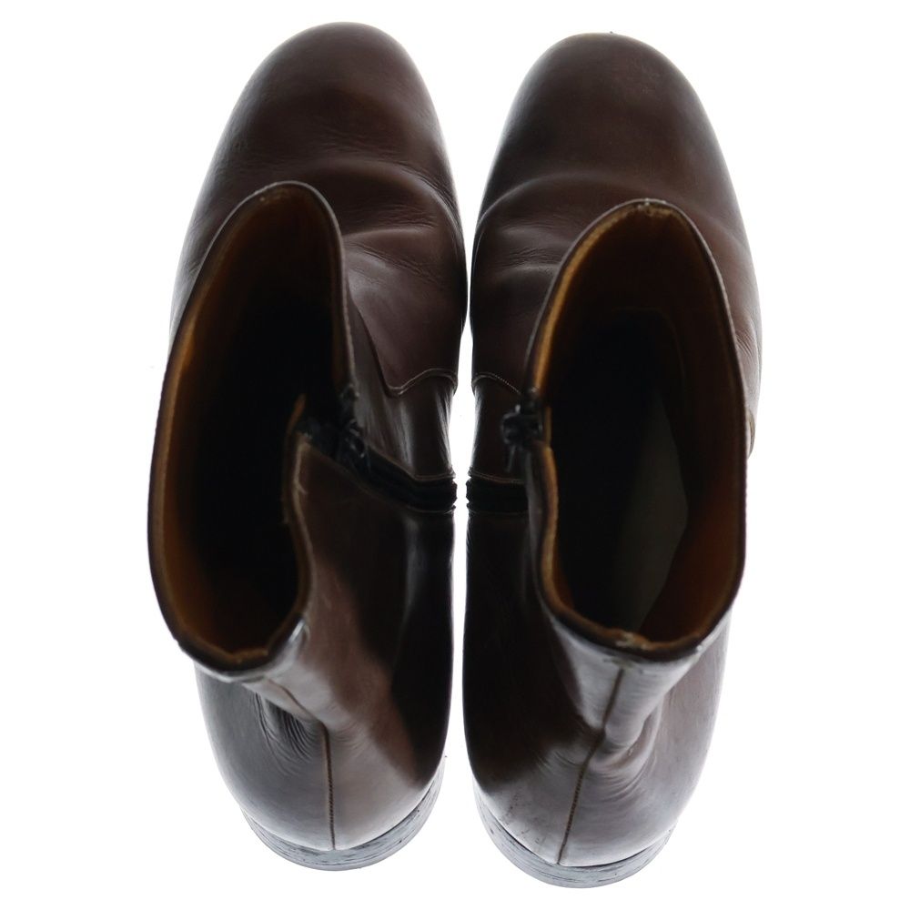 マルジェラ　ブラウンレザー ジッパーブーツ Maison Margiela 22 (メゾンマルジェラ) サイドジップ レザー