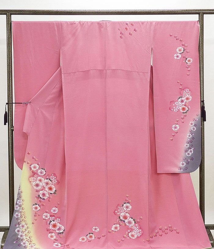 振袖 正絹 桜模様 身丈172cm 裄丈68cm 振袖 リサイクル 着物 e0896