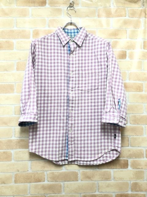 【中古】 STUSSY ステューシー ギンガムチェックシャツ 七分袖 ピンク×ホワイト M 111419803