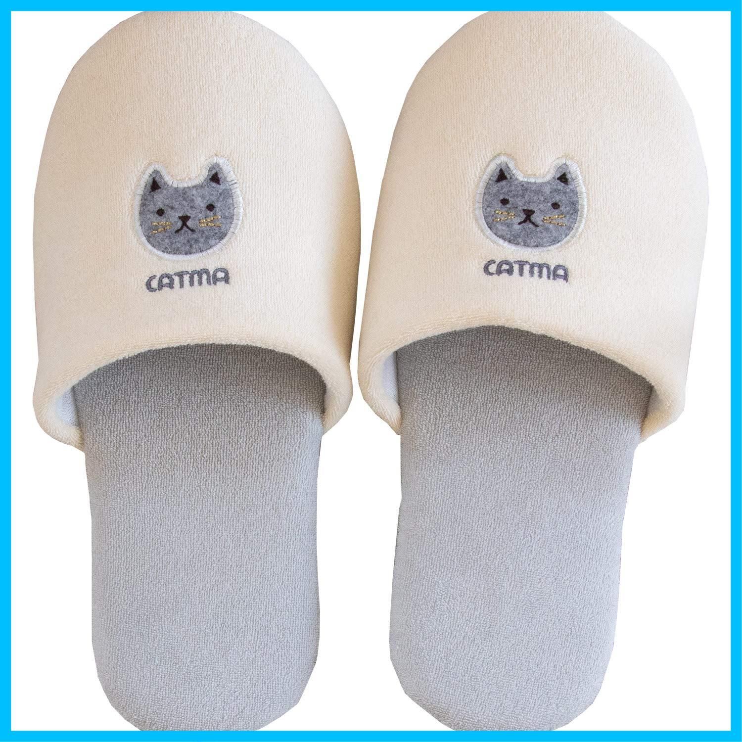 【特価商品】アイボリー スリッパ 足のサイズ 約25cm キャットマ6 オカ(OKA) (ネコ 猫)