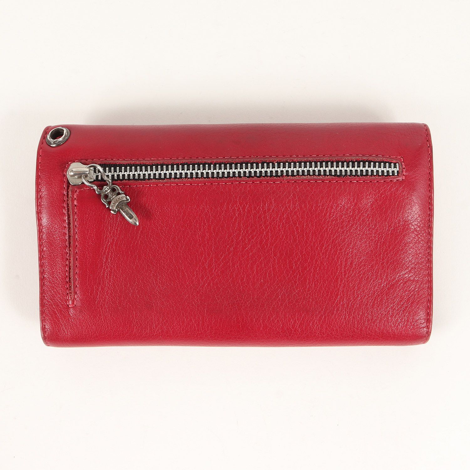 クロムハーツ ウェーブウォレット クロスボタン レッド ソフトレザー CHROME HEARTS(クロムハーツ) WAVE NOVELTY WALLET クロスボール