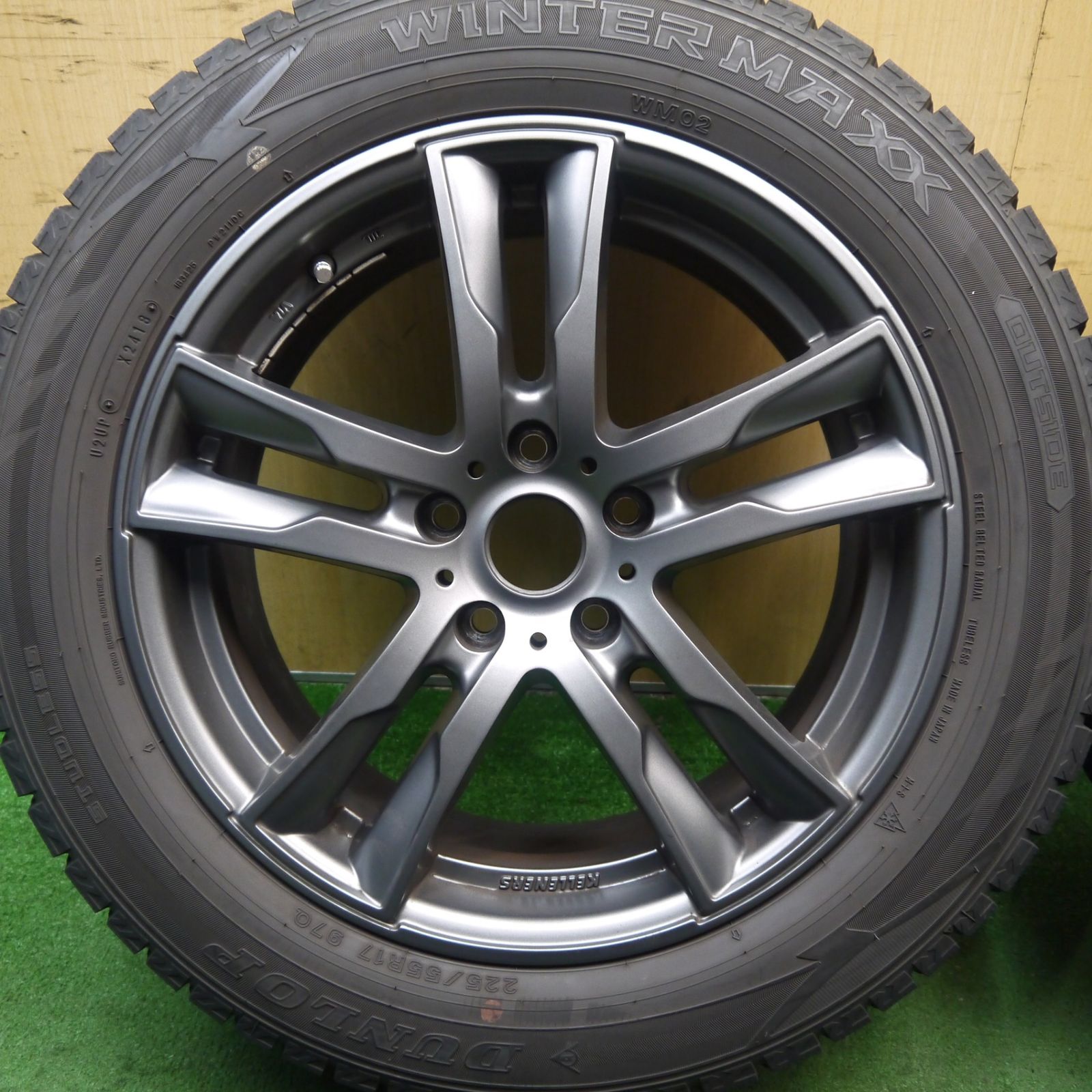 バリ溝 キレイ 9分 BMW 等 KELLENERS 225 55R17 スタッドレス ダンロップ ウインターマックス WM02 ケレナーズ 17インチ PCD112 5H 5091701Hス