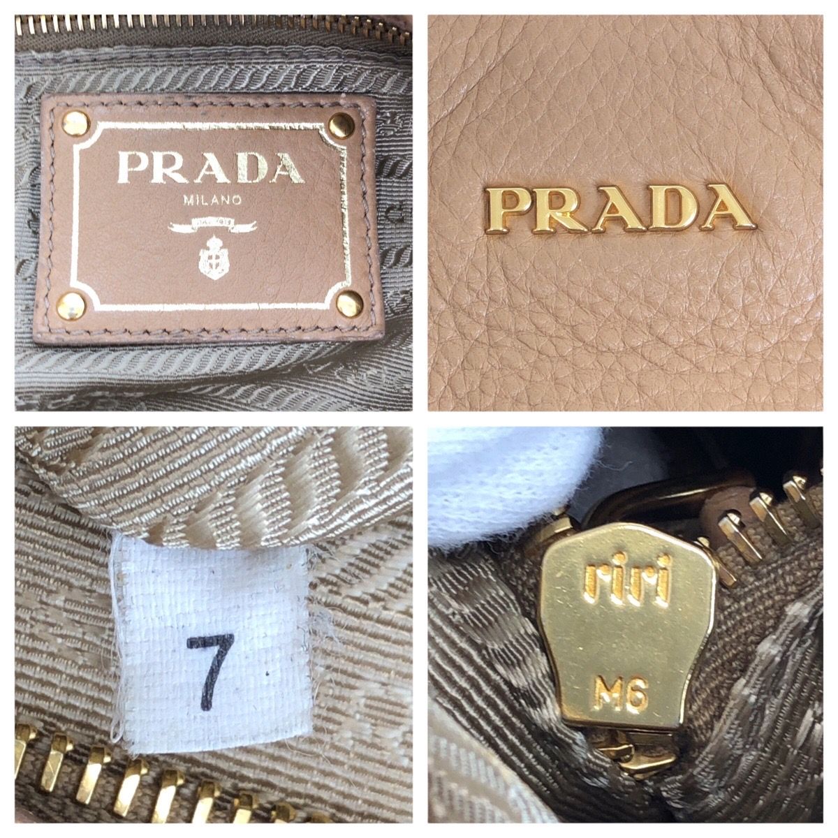 PRADA プラダ ベージュ ゴールド金具 レザー ショルダーバッグ  
