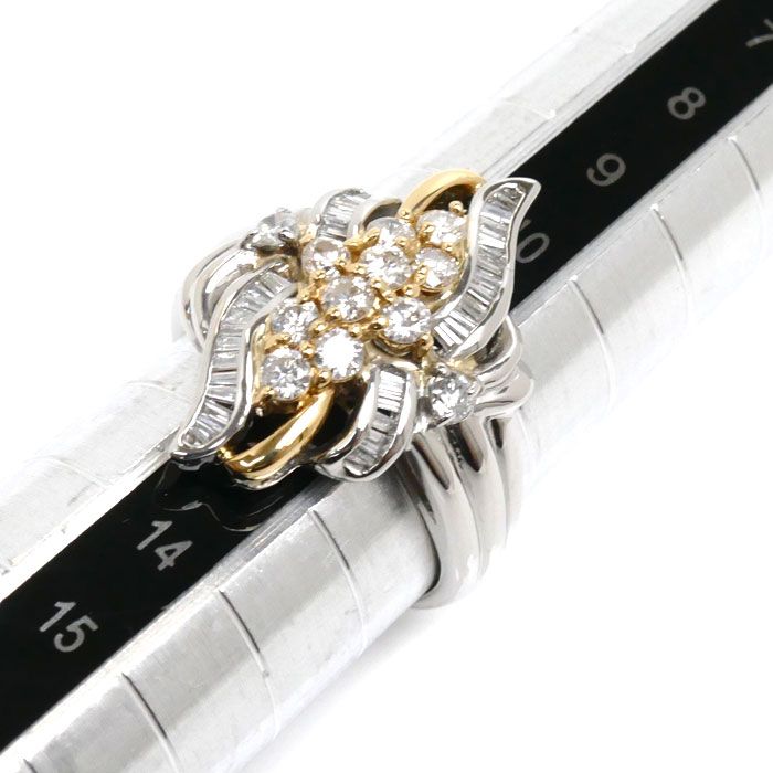 美品 Pt900 プラチナ K18YG イエローゴールド リング 指輪 ダイヤ 0.30ct 美品 Pt900 プラチナ K18YG イエローゴールド リング 指輪 ダイヤ 0.30ct