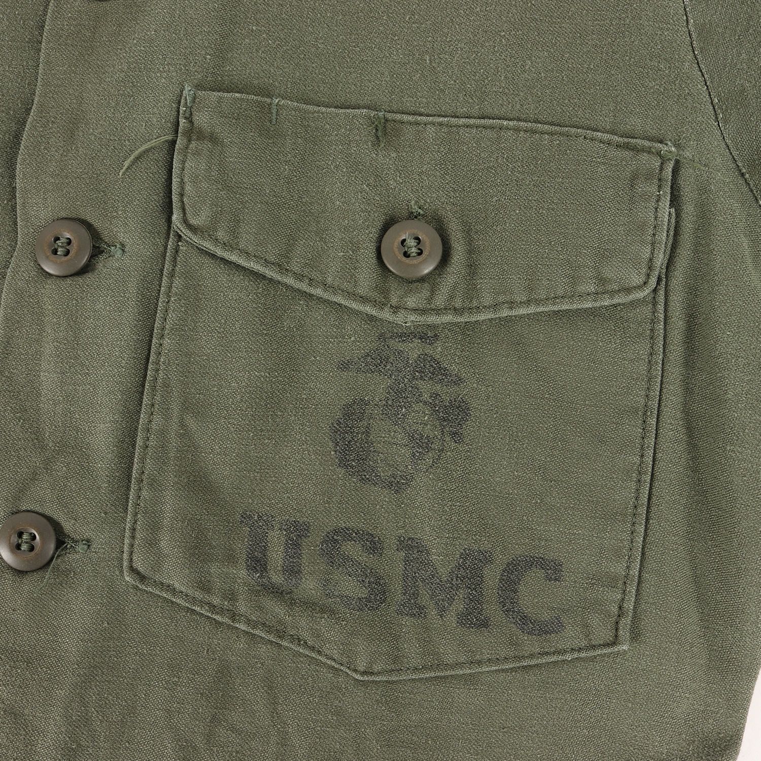 70s 米軍実物 USMCステンシル入り コットンサテン ユーティリティ 