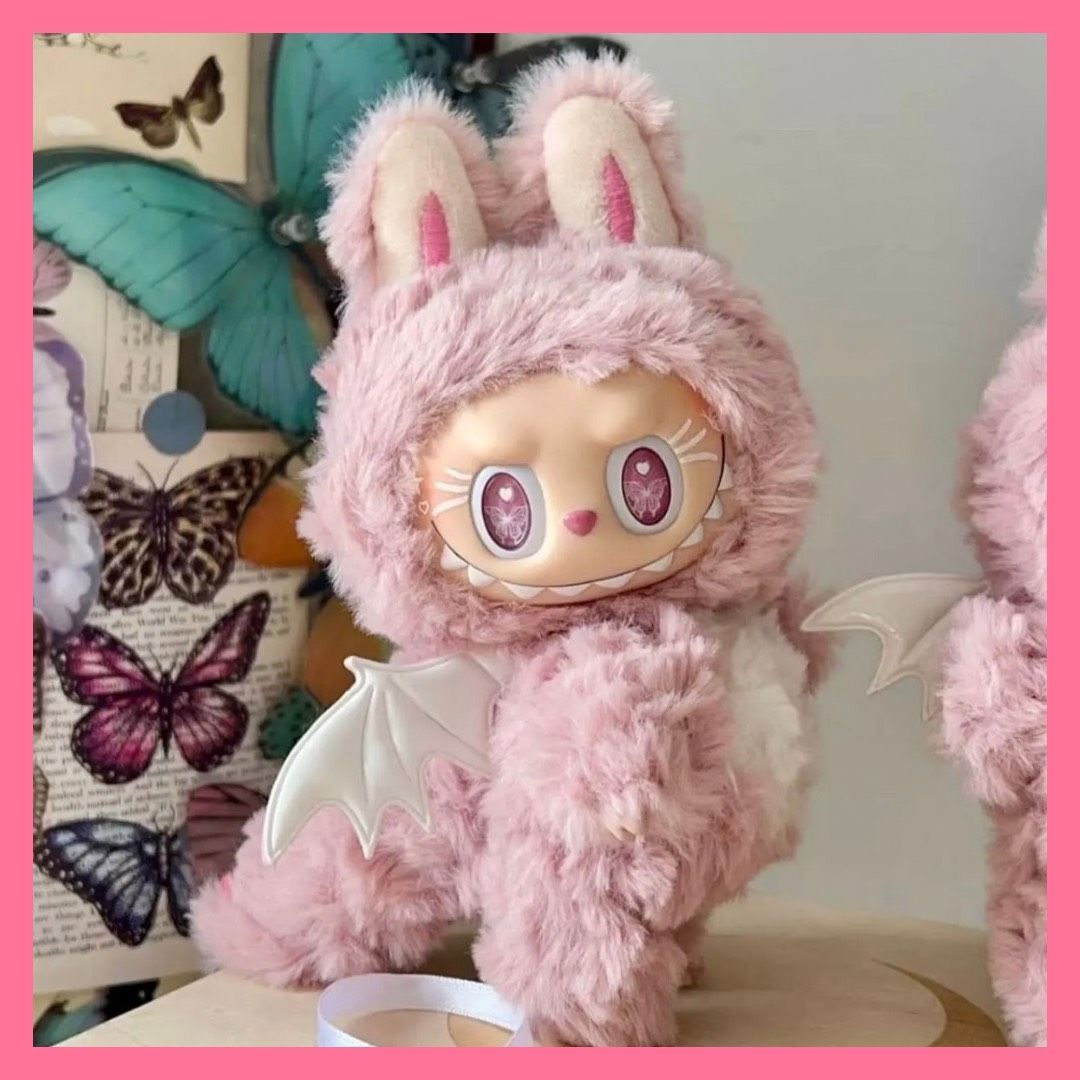 ラブブ服 洋服 着せ替え かわいい 白の羽根つき ピンクの