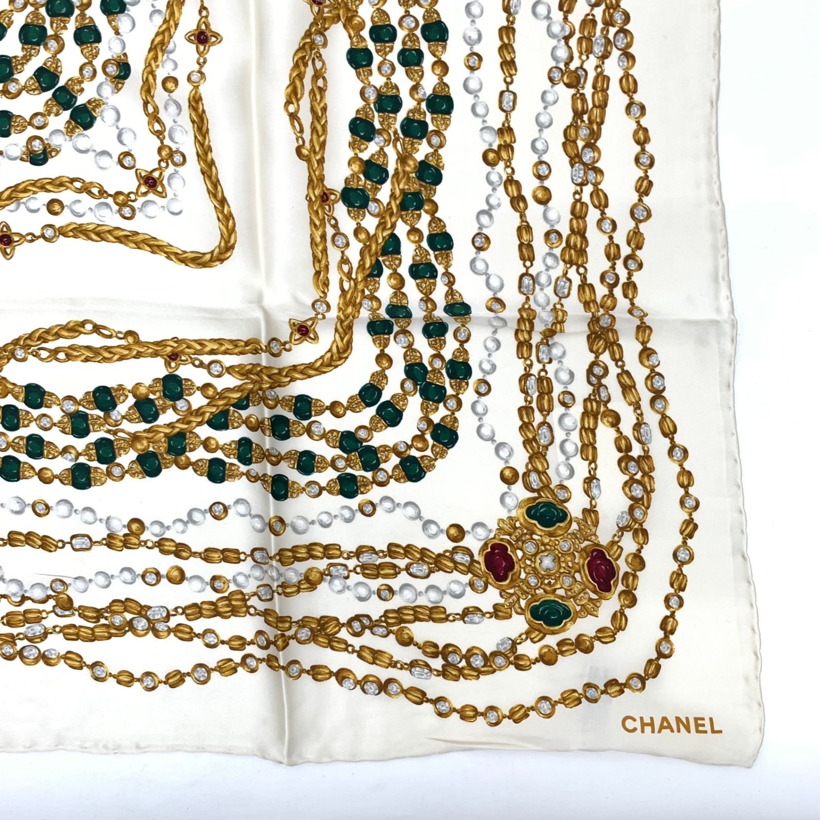 極美品 CHANEL シャネル シルクスカーフ 大判 グリポア