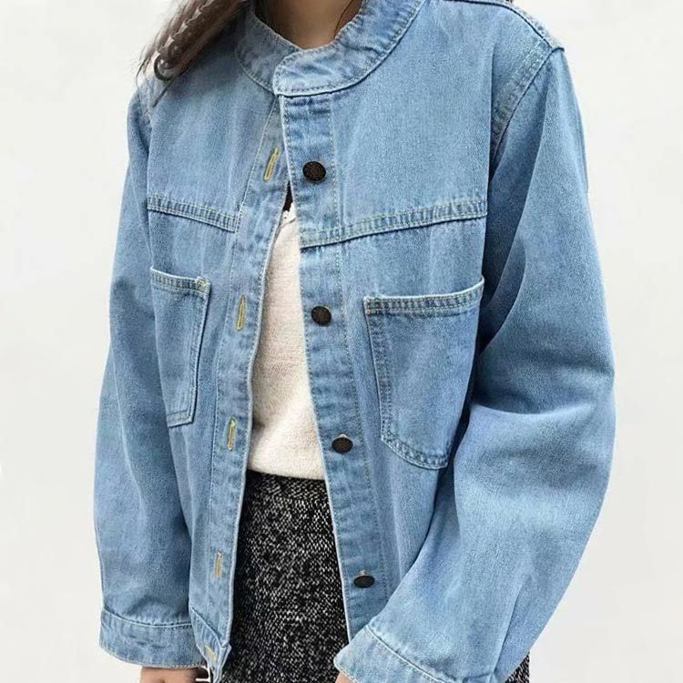 新品未使用 ノーカラーデニムジャケット ノーカラージャケット