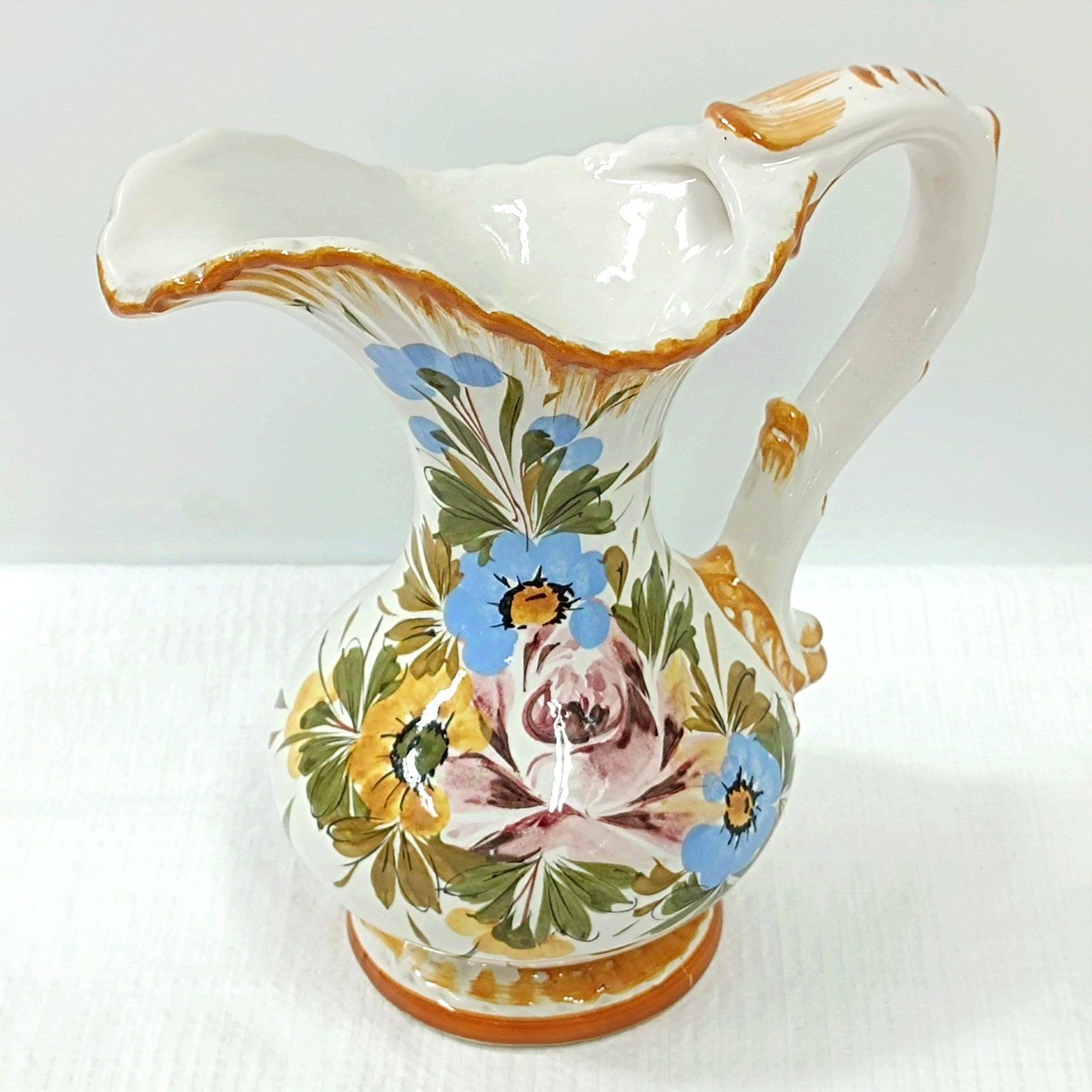 水差し ハンドペイント 花瓶 - ギリシャ製 オリーブの集まり イルカ 