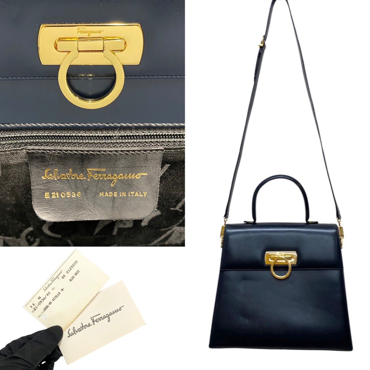 極 美品 Salvatore Ferragamo フェラガモ ガンチーニ 金具 ロゴ