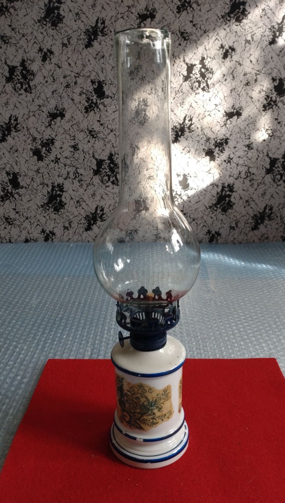 超格安価格 珍品 陶器ランプ 明治大正昭和＜税送料1780円込み＞京都西陣から 工芸ガラス