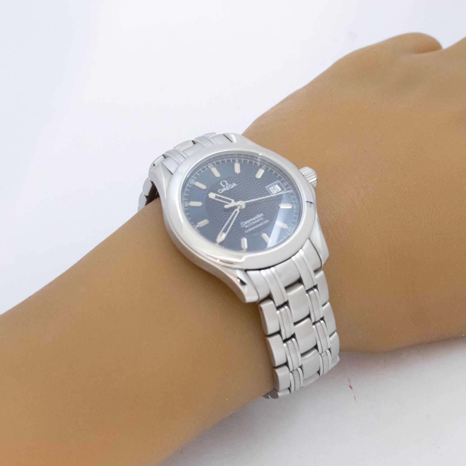 1円スタート】【良品】 OMEGA オメガ シーマスター120m SS ネイビー 