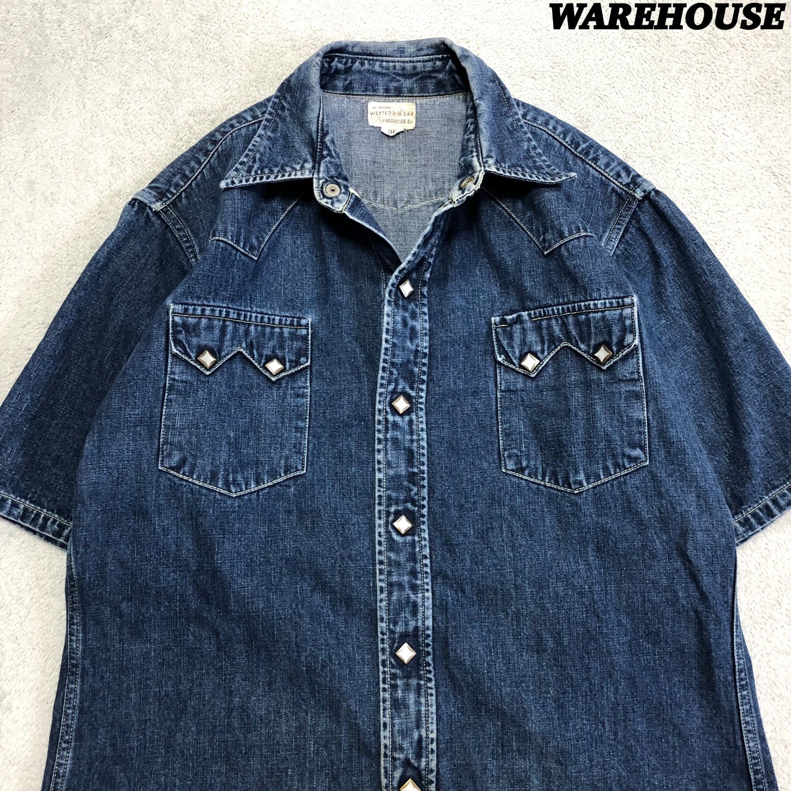 WAREHOUSE デニムシャツ ウエスタンシャツ ワークシャツ ノコギリ