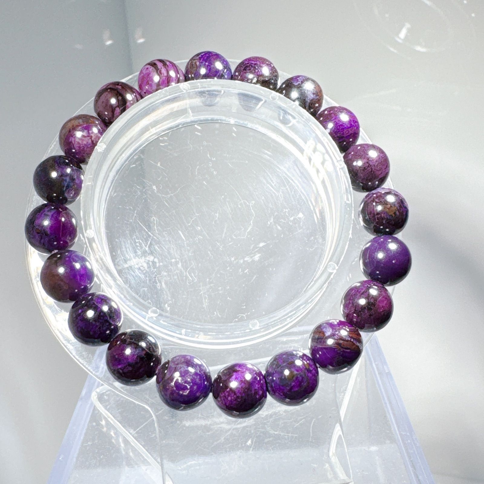 天然スギライトブレスレット 紫色スギライトブレスレットNO25-2385鑑別付