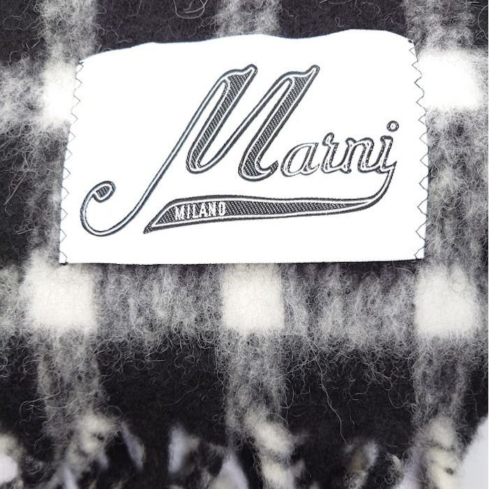 ♪7日以内にお届け☆MARNI☆ アルパカブラックチェック マフラー ♪7日以内にお届け☆MARNI☆ アルパカブラックチェック マフラー