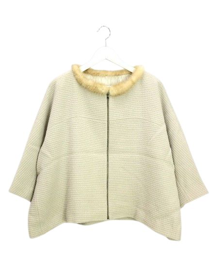 アドーア ADORE ミンク ファー ノーカラー コート ジャケット 38 ライトベージュ系 アウター 上着