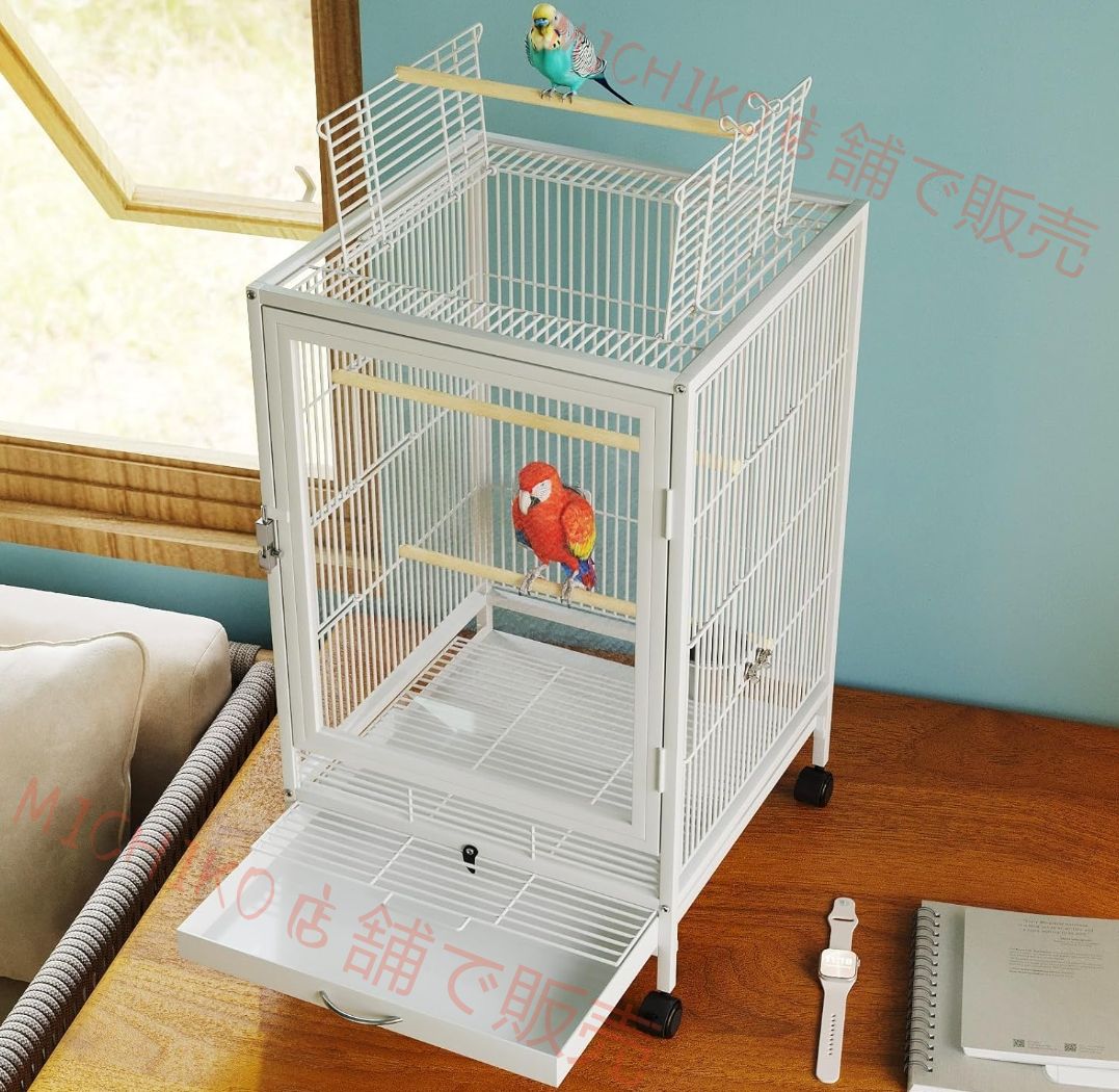 鳥かご インコ オウム用中大型向け 金属製防錆 超大空間 キャスター付き移動便利 トップダブルドア 天窓 アクリル大扉付き 引き出し式トレイ 止まり木 3 本 食器 水器 底盆付属 養鳥用品自在取り付け可 交流スムーズ 向け WWW_GEBZETESISAT_COM_TR