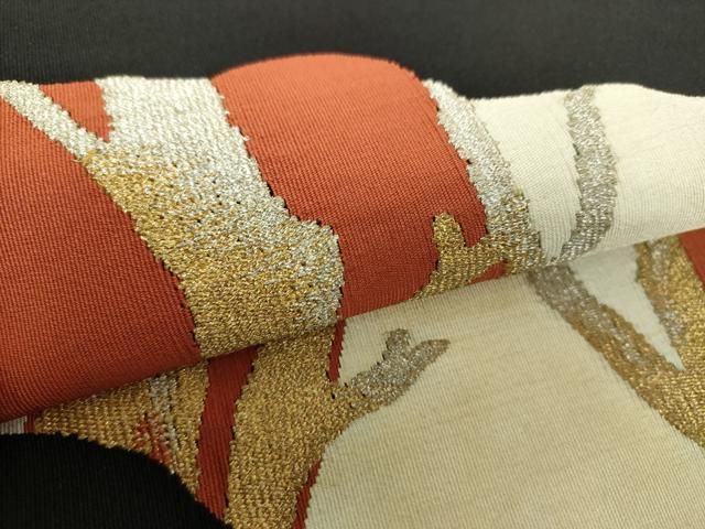 平和屋着物○爪掻き本綴れ 八寸名古屋帯 木立 金銀糸 正絹 逸品