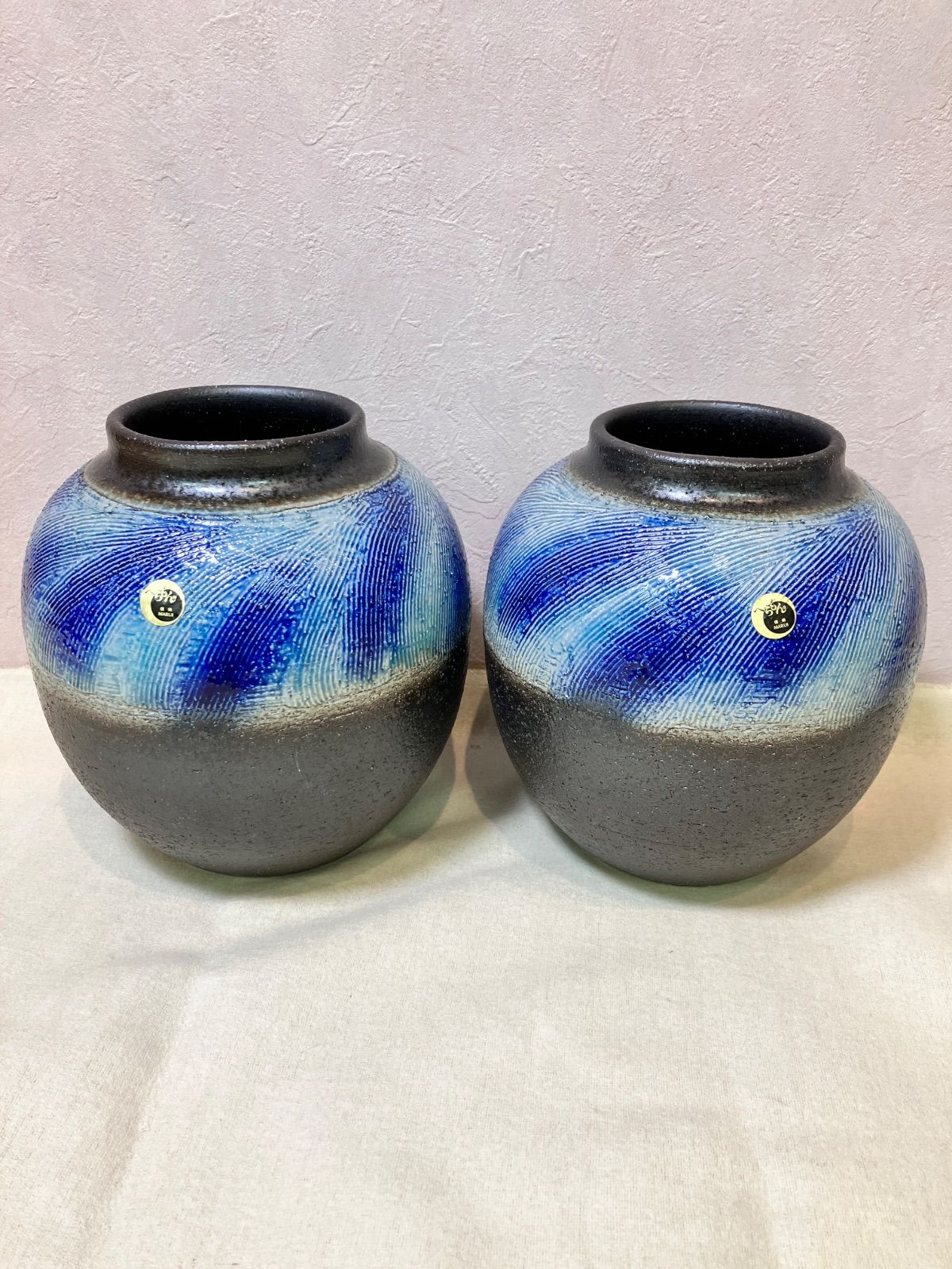 【新品】信楽焼 流彩丸花瓶２個セット 花瓶 花器 フラワーベース 仏壇用 お盆用 花瓶セット