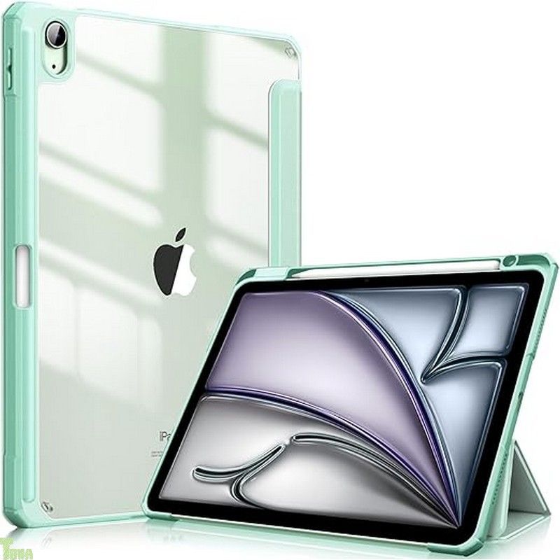 グリーン Fintie iPad Air 11インチ ケース M3 (2025 第7世代) / M2 (2024 第6世代) / Air 5/4 ケース 2022/2020 10.9 インチ 透明バックカバー Apple Pencil 収納可能 ワイ