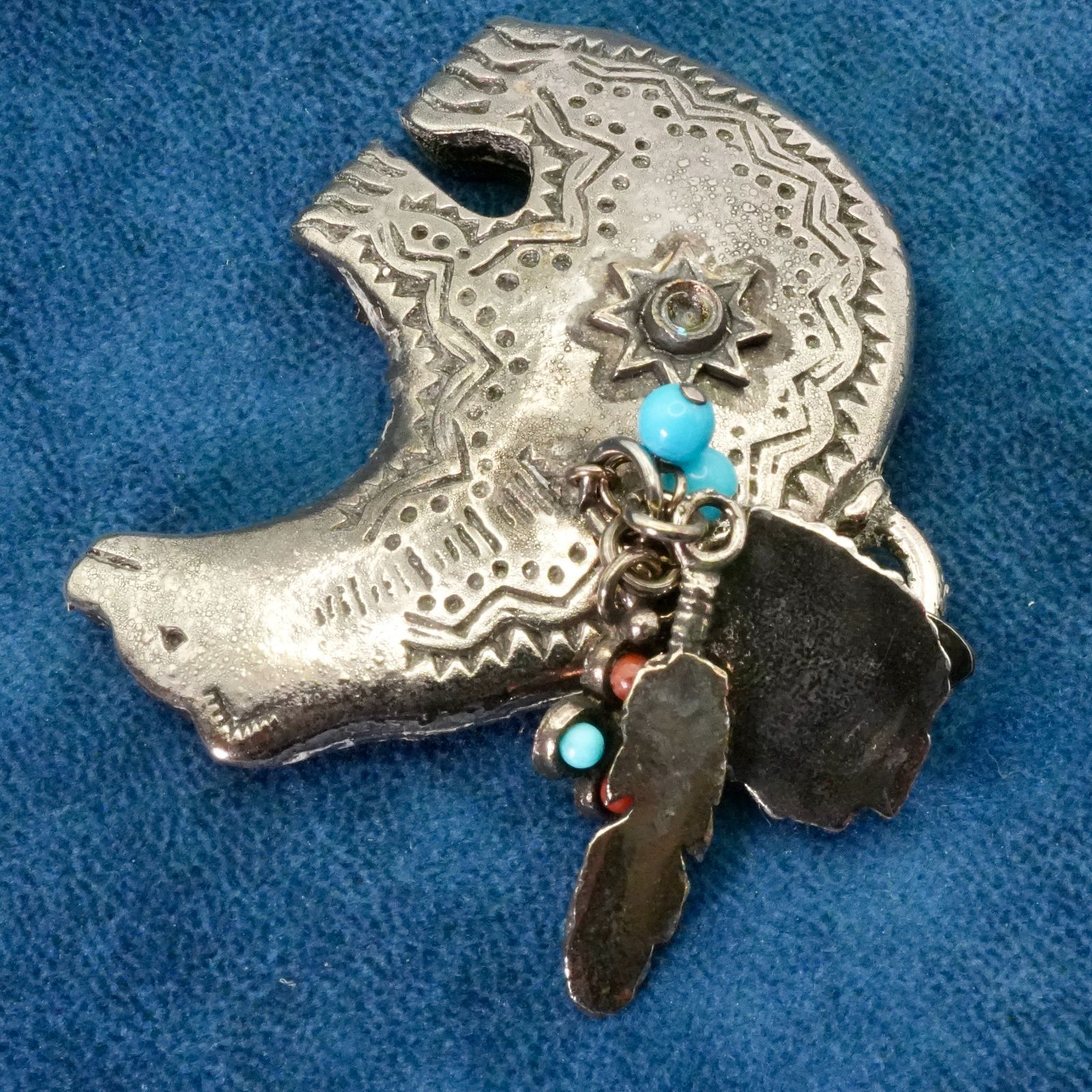 上銀銀縄ターコイズ特大フェザー 右向きネックレスセット ゴローズ 上